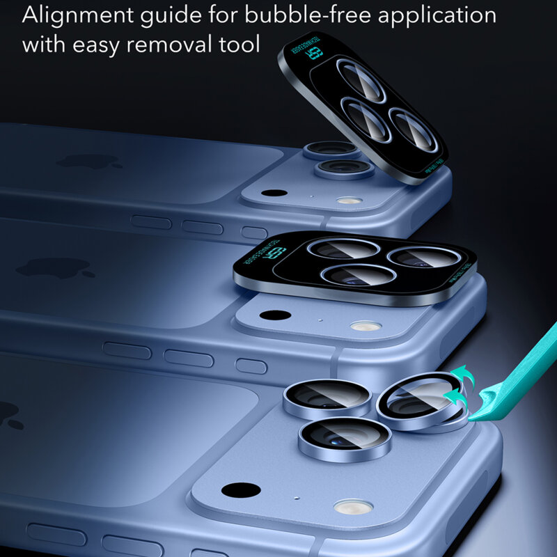 Folie sticla camera iPhone 18 Pro ESR Armorite Camera Lens Protectors, bleu
