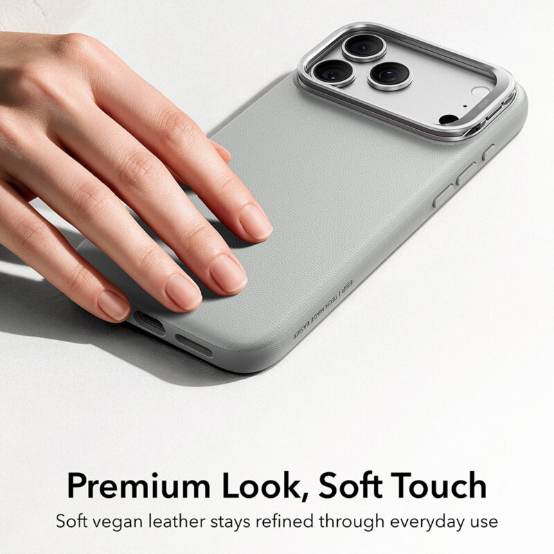 Husa iPhone 17 Pro Max ESR Atelier Magnetic Kickstand, gri