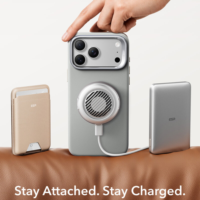 Husa iPhone 17 Pro ESR Atelier Magnetic Kickstand, gri