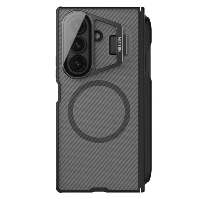 Husa Samsung Galaxy Z Fold7 cu stilou Nillkin CamShield Pro Magnetic, negru/transparenta