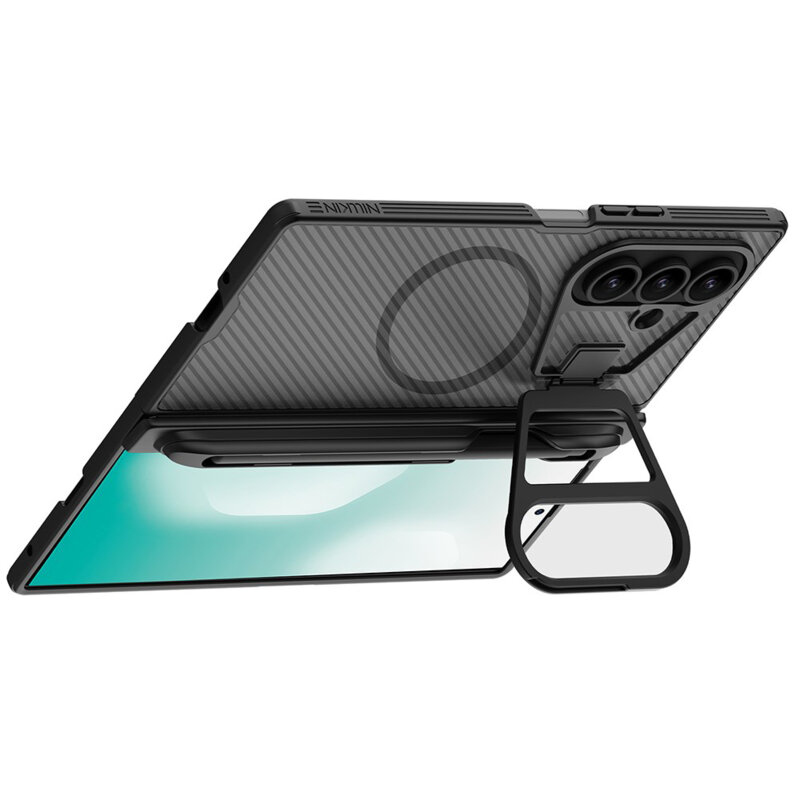 Husa Samsung Galaxy Z Fold7 cu stilou Nillkin CamShield Pro Magnetic, negru/transparenta