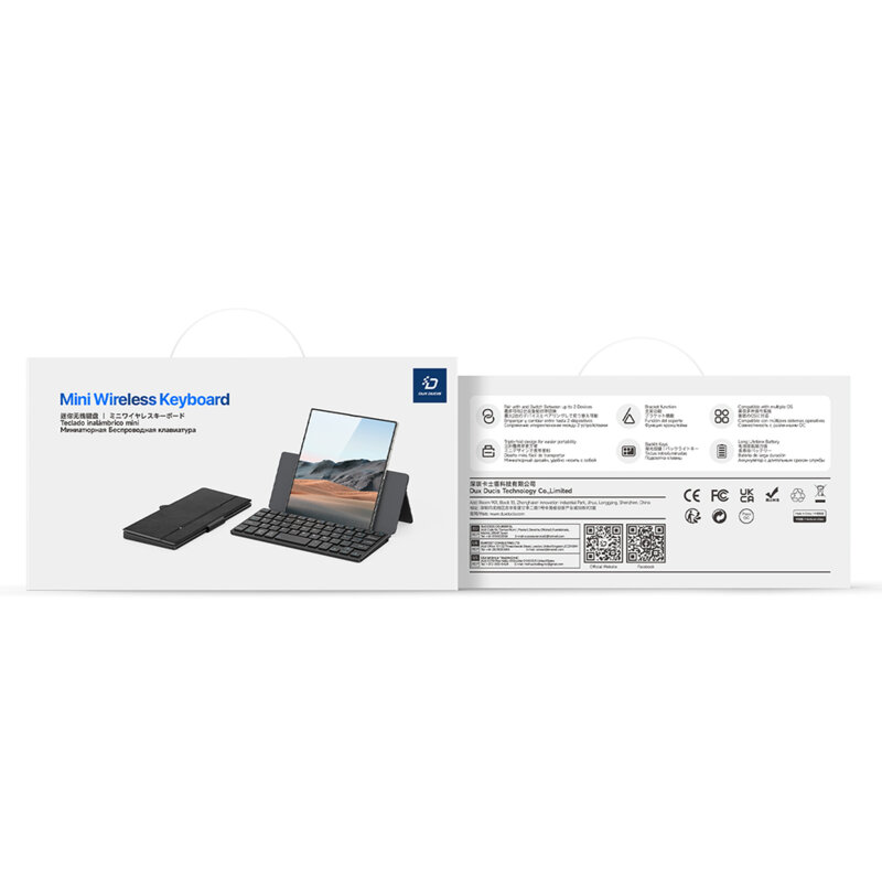 Tastatura mini Bluetooth 180mAh, universala Dux Ducis, negru