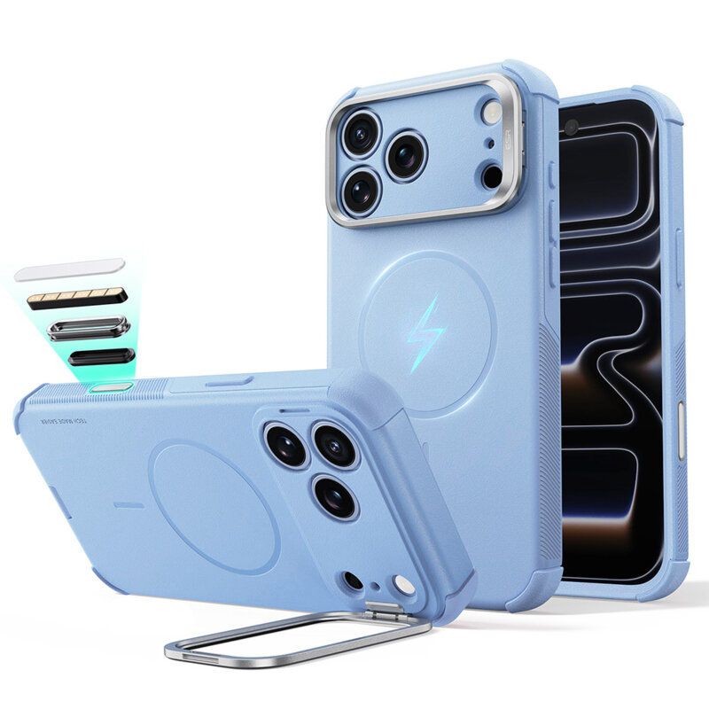 Husa iPhone 18 Pro ESR Cyber Armor Kickstand, bleu