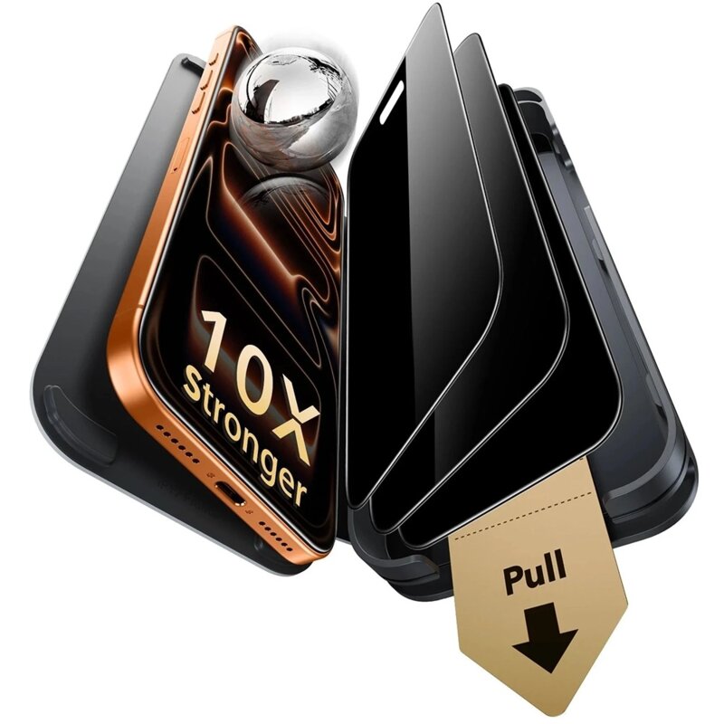 [Pachet 3x] Folie sticla iPhone 18 Pro Max ESR Privacy Armorite Pro, negru