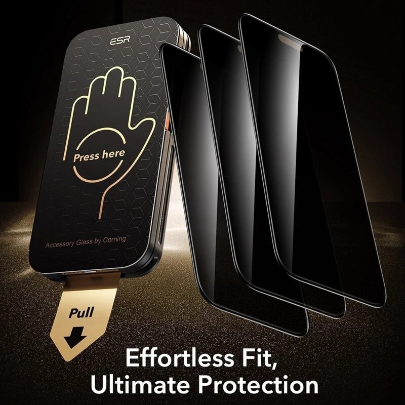 [Pachet 3x] Folie sticla iPhone 18 Pro Max ESR Privacy Armorite Pro, negru