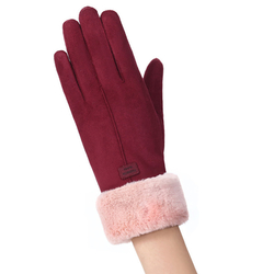 Manusi touchscreen dama Knit Magic, piele ecologica, rosu