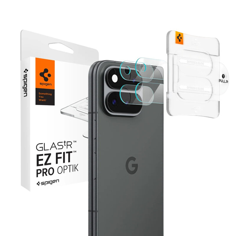 [Pachet 2x] Folie sticla camera Google Pixel 11 Pro Fold Spigen Glas.tR Optik EZ Fit Pro, transparent