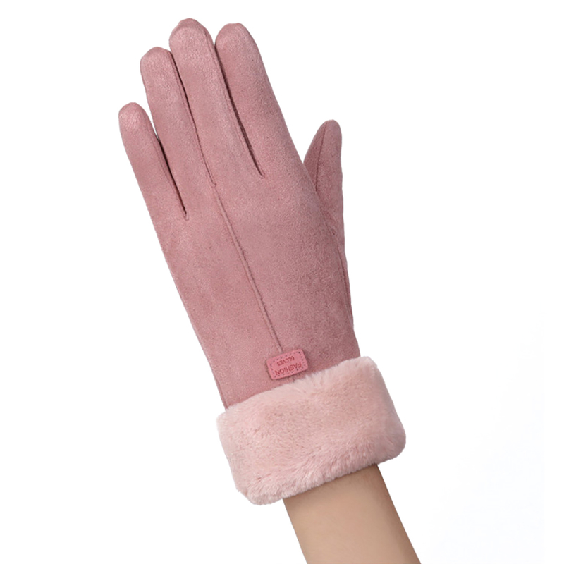 Manusi touchscreen dama Knit Magic, piele ecologica, roz
