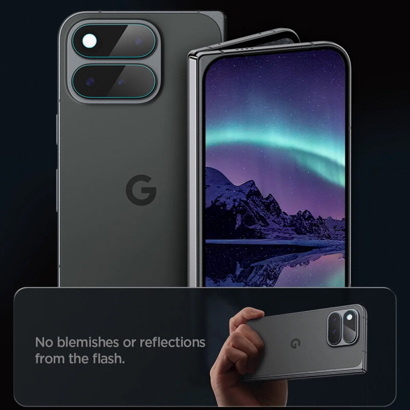 [Pachet 2x] Folie sticla camera Google Pixel 11 Pro Fold Spigen Glas.tR Optik EZ Fit Pro, transparent