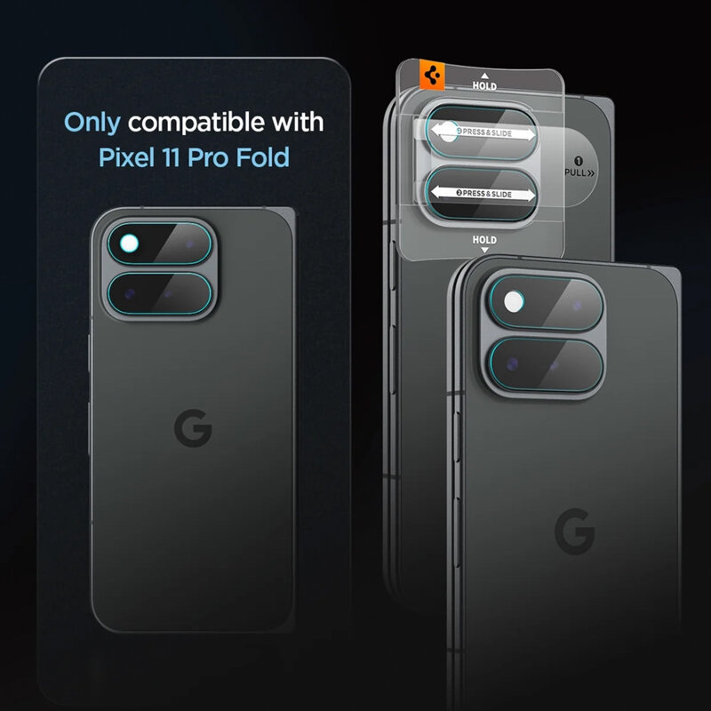 [Pachet 2x] Folie sticla camera Google Pixel 11 Pro Fold Spigen Glas.tR Optik EZ Fit Pro, transparent