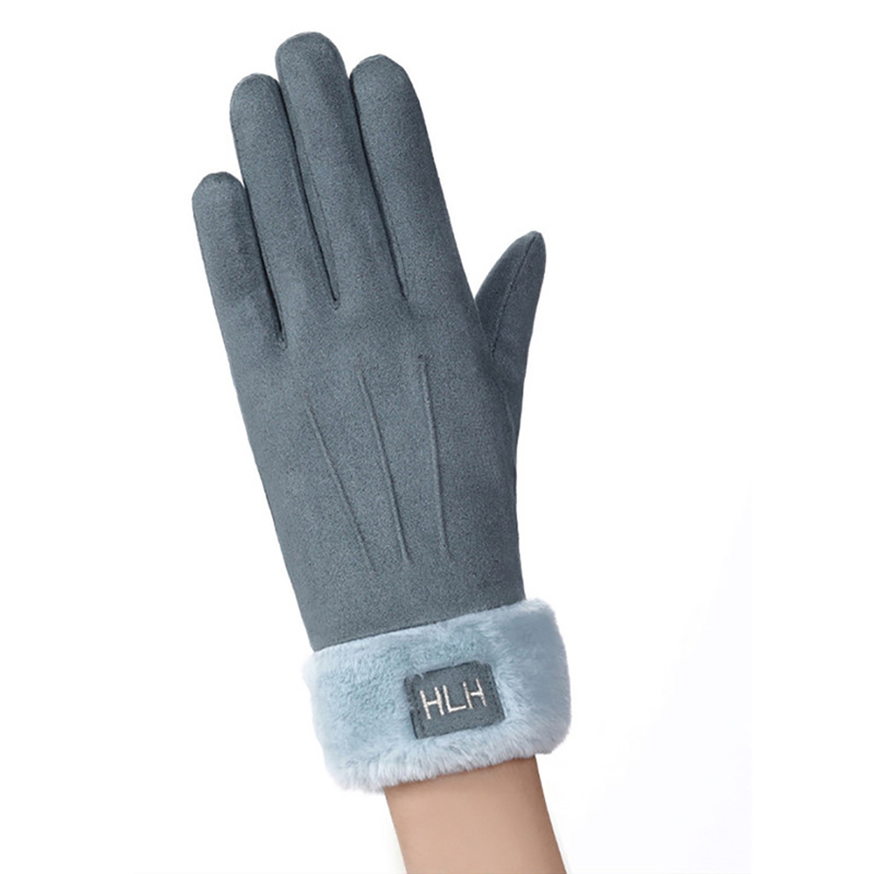 Manusi touchscreen dama Knit HLH, piele ecologica, albastru