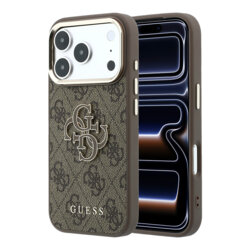 Husa originala Guess iPhone 17 Pro Hardcase 4G Big Resin Logo, maro, GUHCP18L6P4SRMLW