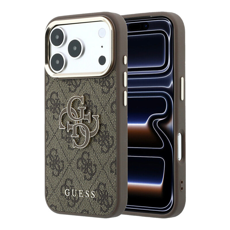 Husa originala Guess iPhone 17 Pro Hardcase 4G Big Resin Logo, maro, GUHCP18L6P4SRMLW