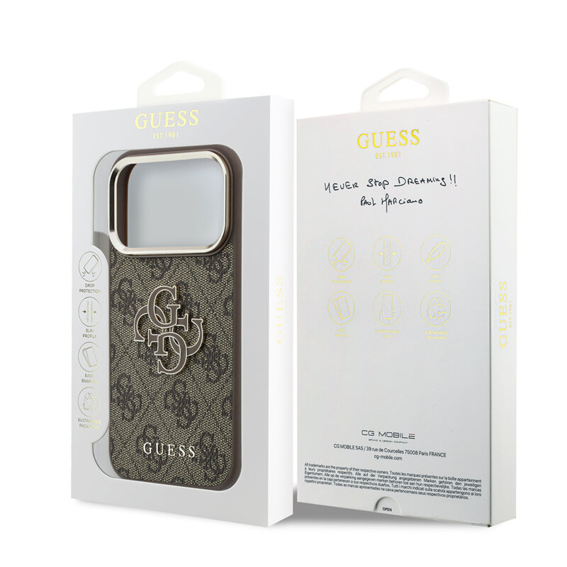 Husa originala Guess iPhone 17 Pro Hardcase 4G Big Resin Logo, maro, GUHCP18L6P4SRMLW