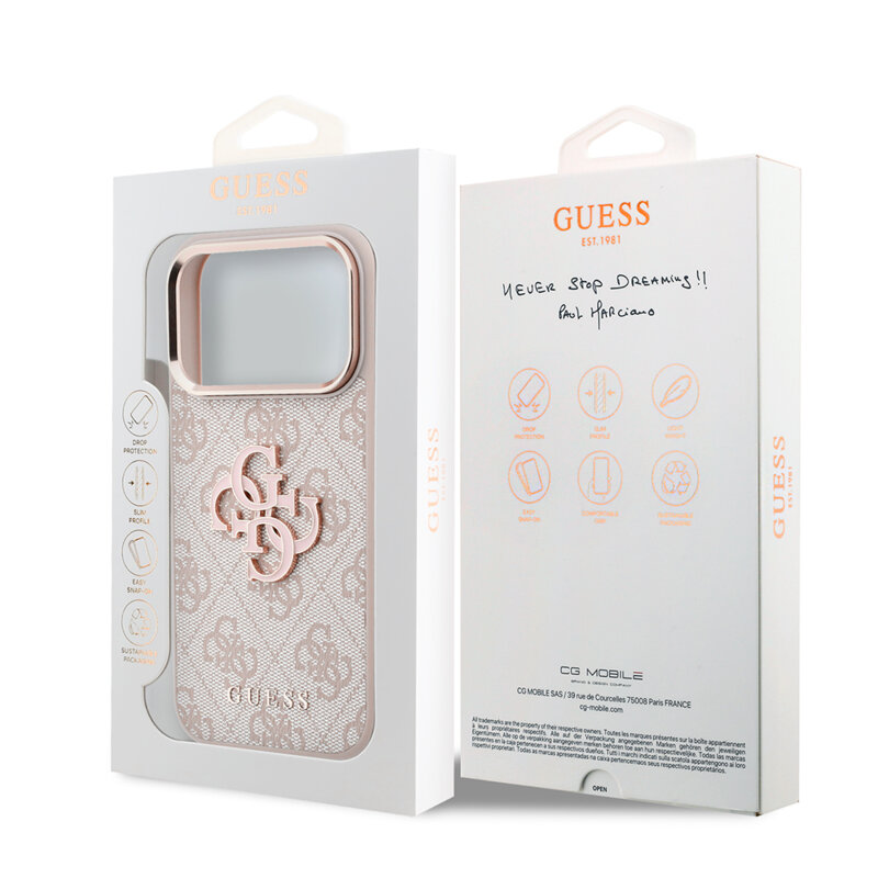 Husa originala Guess iPhone 17 Pro Hardcase 4G Big Resin Logo, roz, GUHCP18L6P4SRMLP