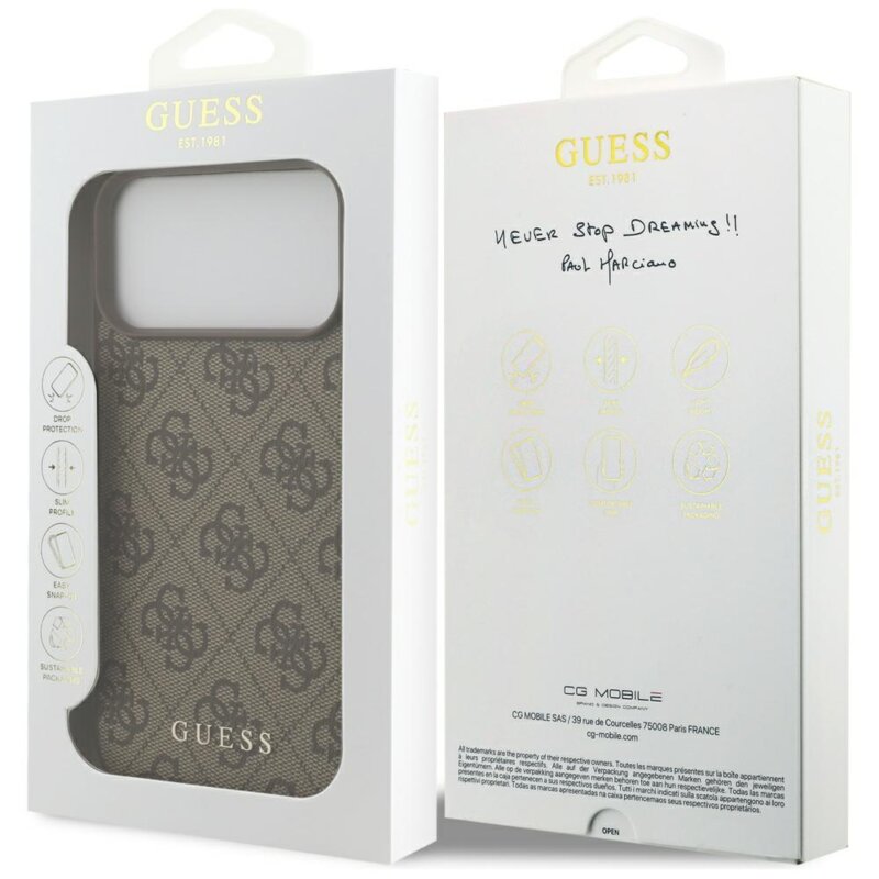 Husa originala Guess iPhone 17 Pro Hardcase 4G Classic Logo, maro, GUHCP18LG4GFBR