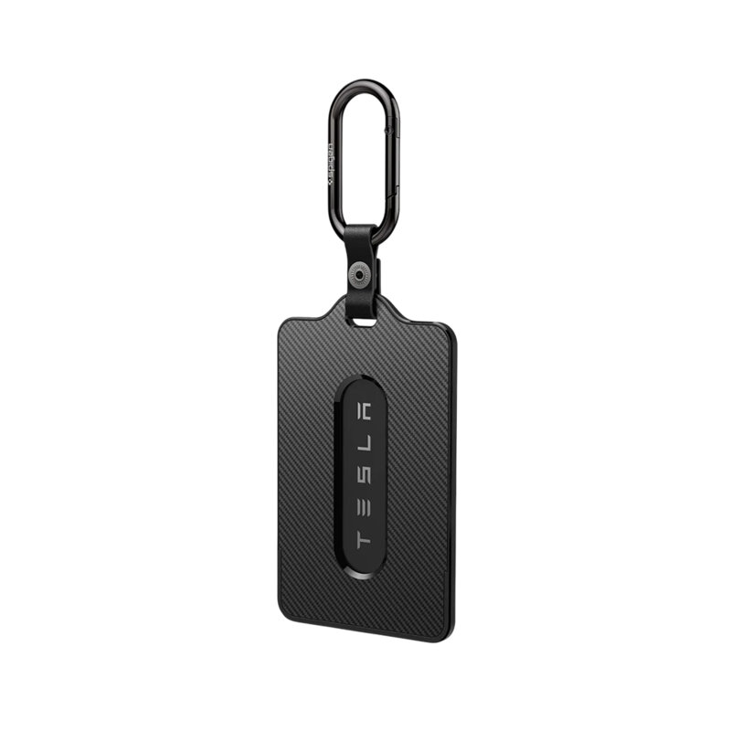 Protectie card-cheie Tesla, husa universala + folie Spigen, negru