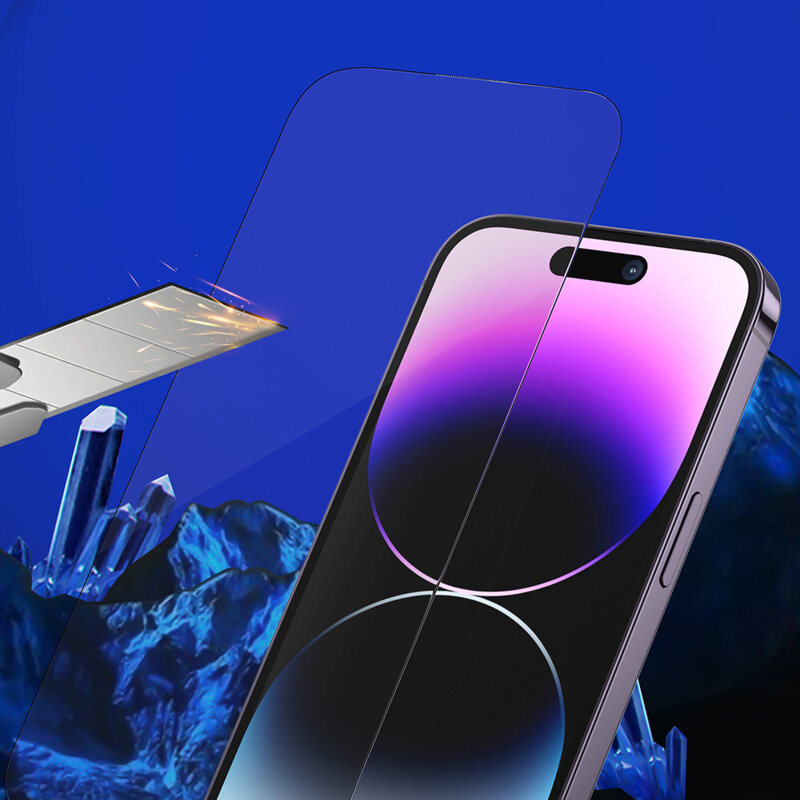 Folie sticla iPhone 18 Pro Blueo Premium Sapphire Non Breaking / Scratching 9H Glass, negru