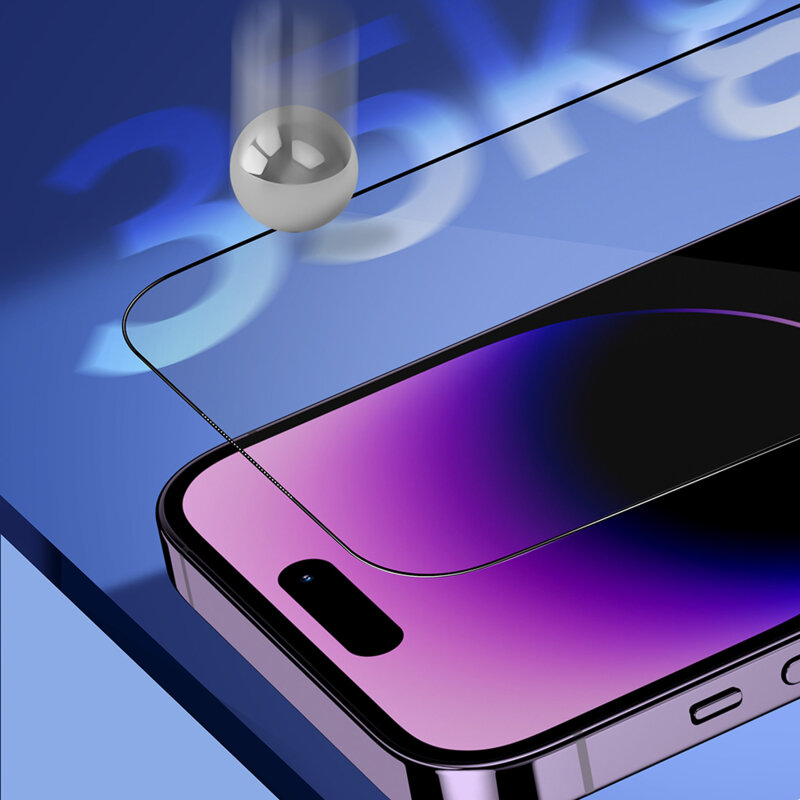 Folie sticla iPhone 18 Pro Blueo Premium Sapphire Non Breaking / Scratching 9H Glass, negru