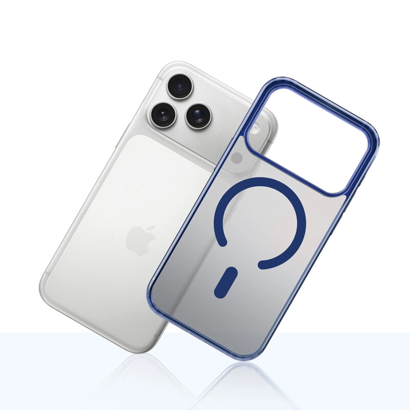 Husa iPhone 18 Pro premium 3mk Frosty MagCase, bleu