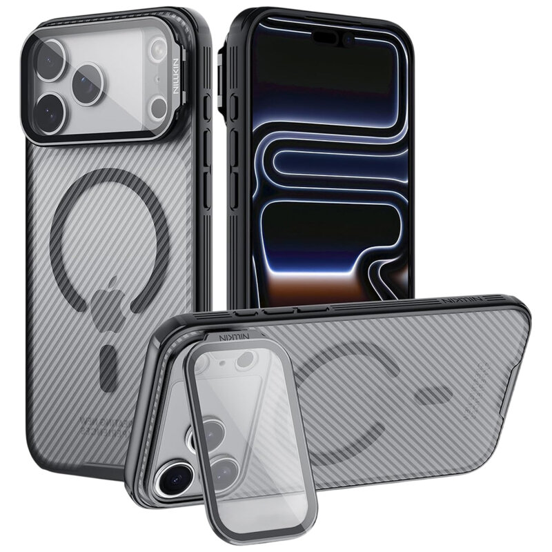 Husa iPhone 18 Pro Nillkin CamShield Prop Magnetic, negru/transparenta