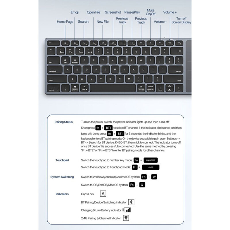Tastatura universala Bluetooth 500mAh Dux Ducis LK Pro, negru