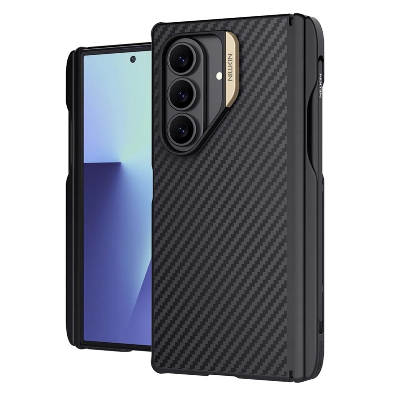 Husa Samsung Galaxy Z Fold7 cu stilou Nillkin Synthetic Fiber Pro Magnetic, auriu