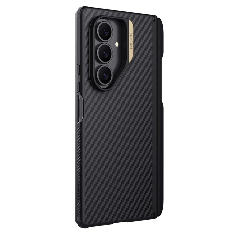 Husa Samsung Galaxy Z Fold7 cu stilou Nillkin Synthetic Fiber Pro Magnetic, auriu