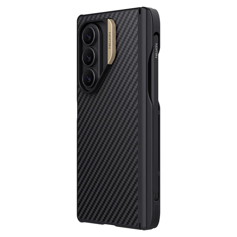 Husa Samsung Galaxy Z Fold7 cu stilou Nillkin Synthetic Fiber Pro Magnetic, auriu