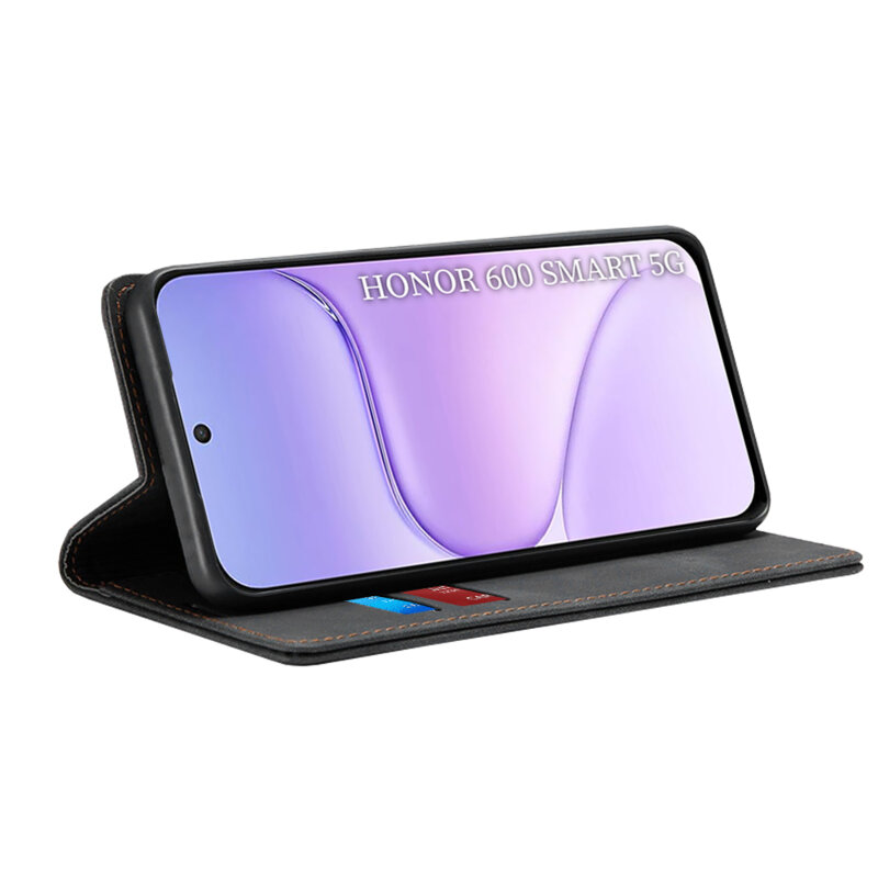Husa piele Honor 600 Smart Techsuit Confy Cover, negru