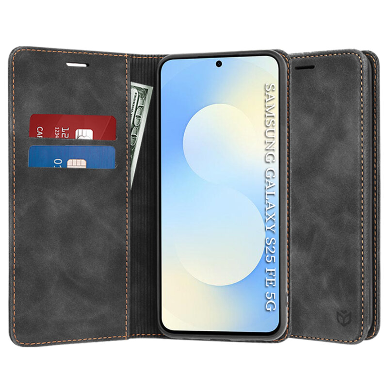 Husa piele Samsung Galaxy S25 FE Techsuit Confy Cover, negru