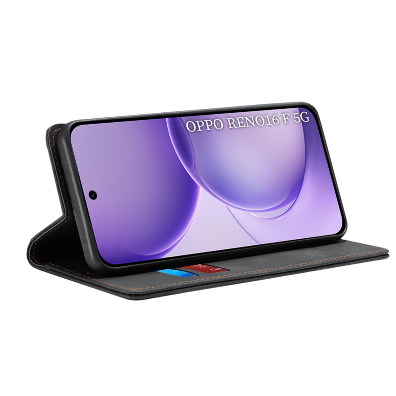 Husa piele Oppo Reno16 F Techsuit Confy Cover, negru