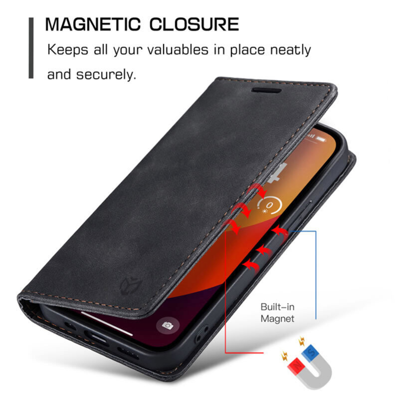 Husa piele Oppo Reno16 F Techsuit Confy Cover, negru