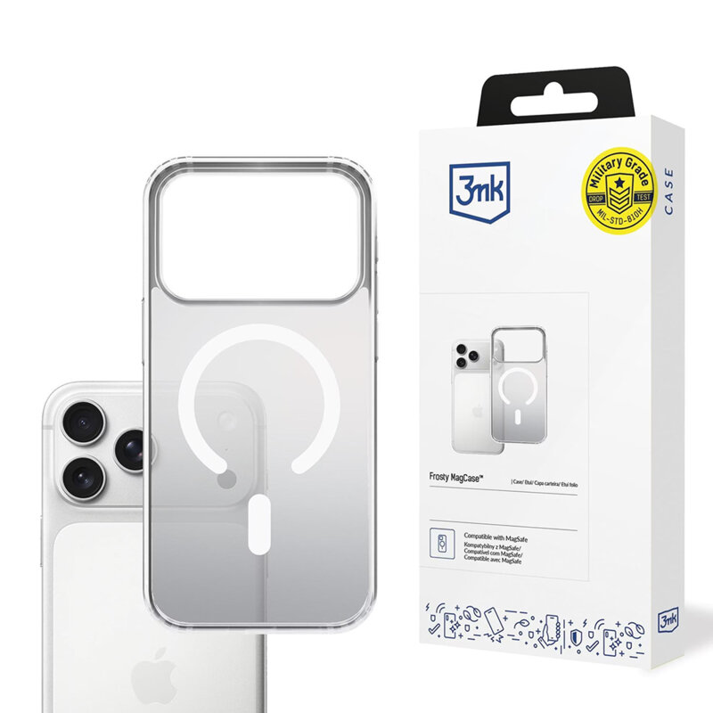 Husa iPhone 18 Pro premium 3mk Frosty MagCase, alb