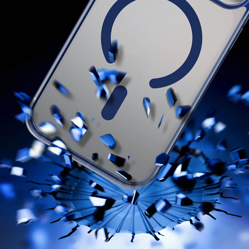 Husa iPhone 18 Pro Max premium 3mk Frosty MagCase, bleu