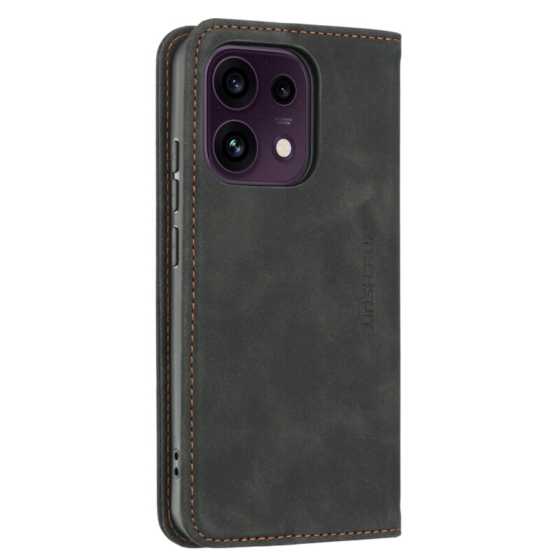 Husa piele Oppo Reno16 F Techsuit Confy Cover, negru