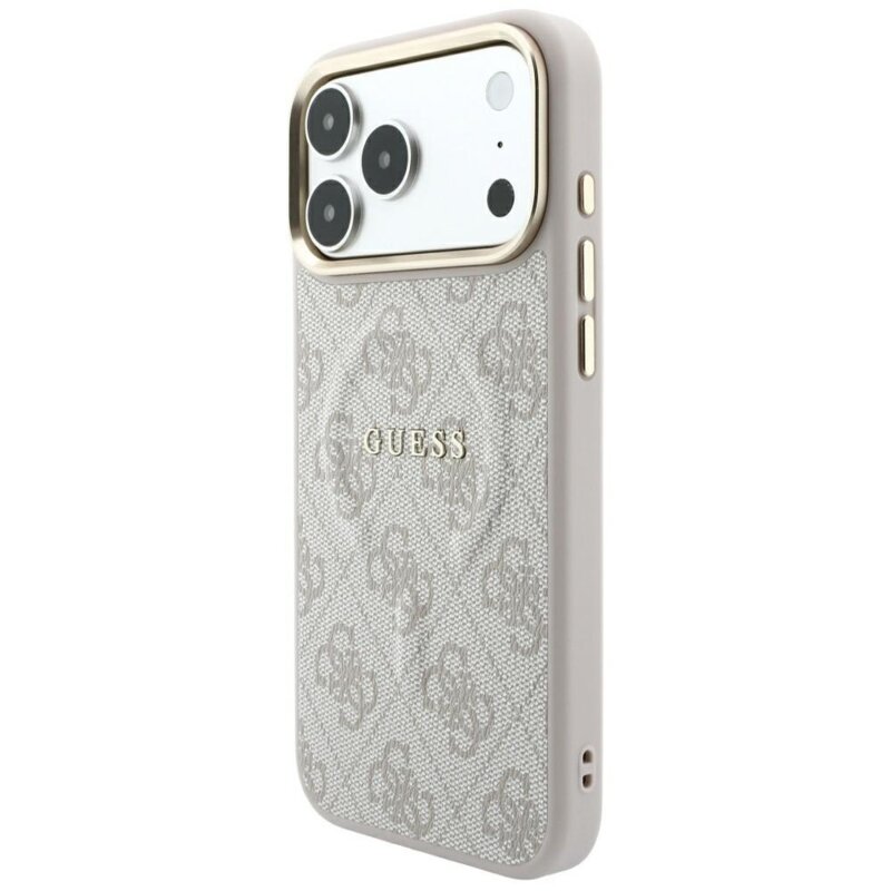 Husa Guess iPhone 17 Pro Max 4G Embossed Classic MagSafe, roz, GUHMP18XP4MSEGCP