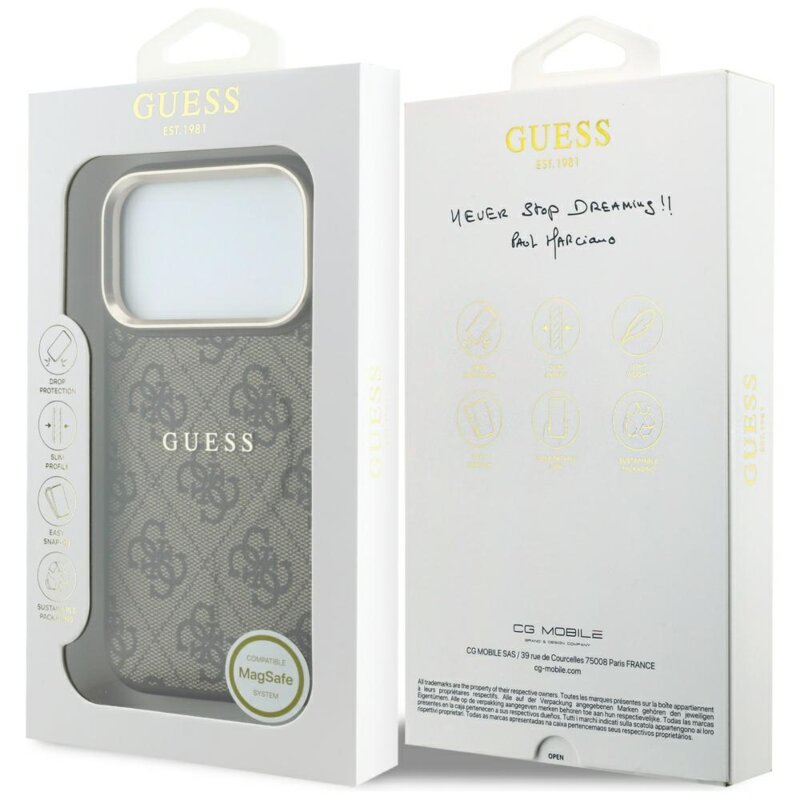 Husa Guess iPhone 18 Pro Max 4G Embossed Classic MagSafe, maro, GUHMP18XP4MSEGCW