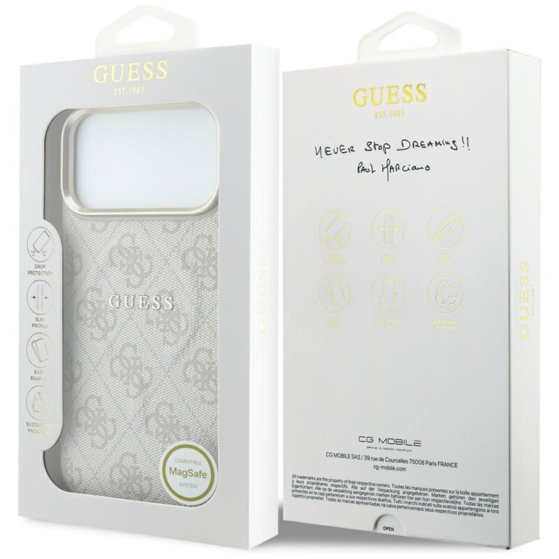 Husa Guess iPhone 18 Pro 4G Embossed Classic MagSafe, roz, GUHMP18LP4MSEGCP