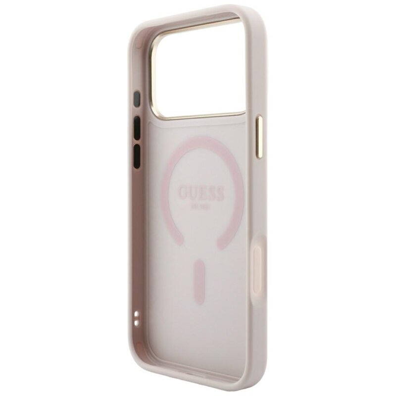 Husa Guess iPhone 17 Pro 4G Embossed Classic MagSafe, roz, GUHMP18LP4MSEGCP