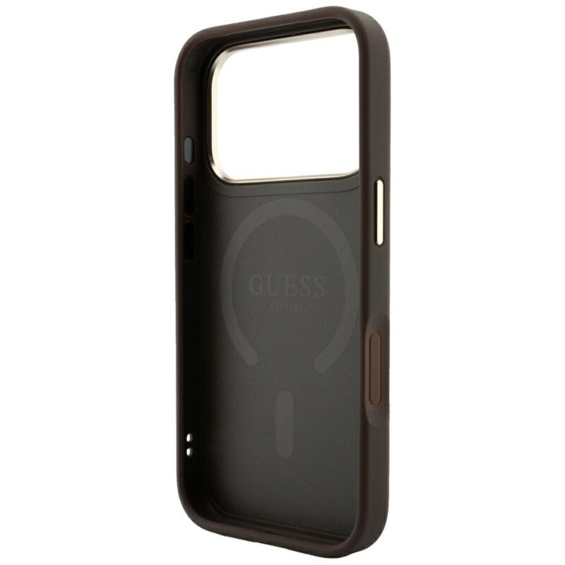 Husa Guess iPhone 18 Pro 4G Embossed Classic MagSafe, maro, GUHMP18LP4MSEGCW