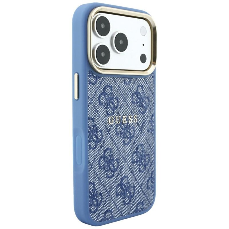 Husa Guess iPhone 18 Pro 4G Embossed Classic MagSafe, albastru, GUHMP18LP4MSEGCB