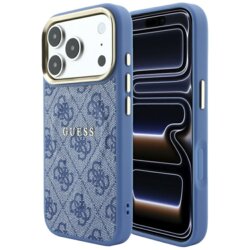 Husa Guess iPhone 17 Pro 4G Embossed Classic MagSafe, albastru, GUHMP18LP4MSEGCB
