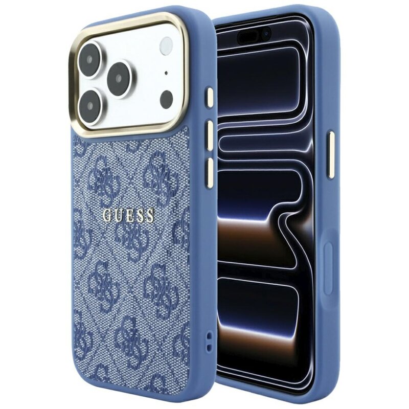 Husa Guess iPhone 17 Pro 4G Embossed Classic MagSafe, albastru, GUHMP18LP4MSEGCB
