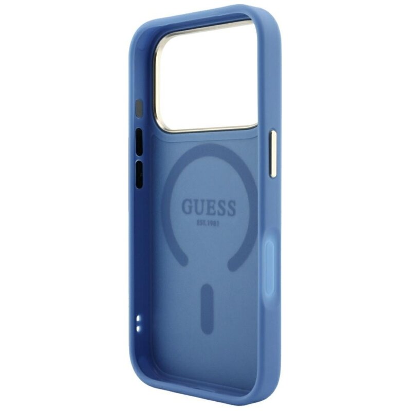 Husa Guess iPhone 17 Pro 4G Embossed Classic MagSafe, albastru, GUHMP18LP4MSEGCB