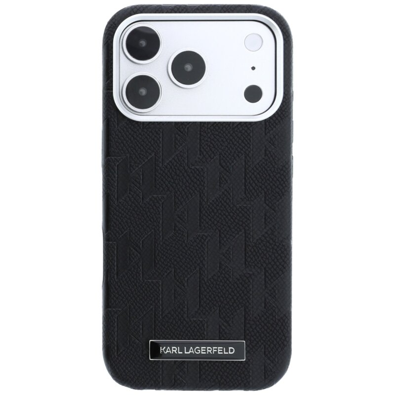 Husa iPhone 17 Pro Karl Lagerfeld HC MagSafe SW Grained Leather HS Mono Resin Logo, negru