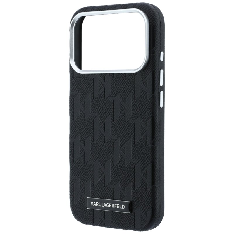 Husa iPhone 17 Pro Karl Lagerfeld HC MagSafe SW Grained Leather HS Mono Resin Logo, negru