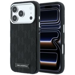 Husa iPhone 17 Pro Karl Lagerfeld HC MagSafe SW Grained Leather HS Mono Resin Logo, negru