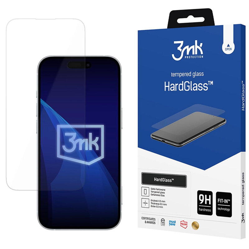 Folie iPhone 16 Pro 3mk Hardy Glass, transparenta