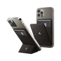 Portofel telefon, stand MagSafe 2 carduri Spigen Smart Fold, gri